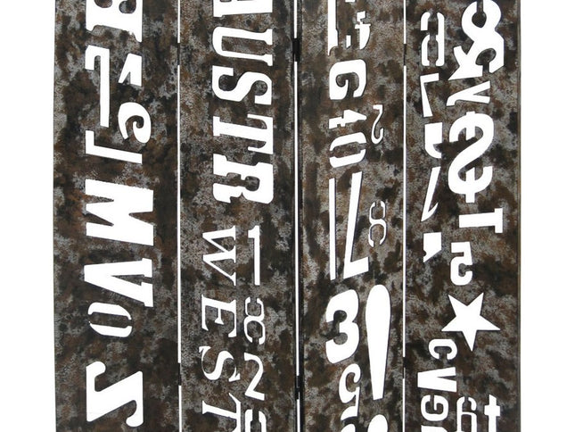 71" Brown Wood Folding Four Panel Screen Room Divider