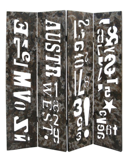 60" X 71" Brown Distressed Wooden  Screen