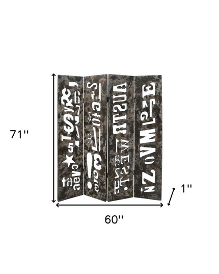 60" X 71" Brown Distressed Wooden  Screen