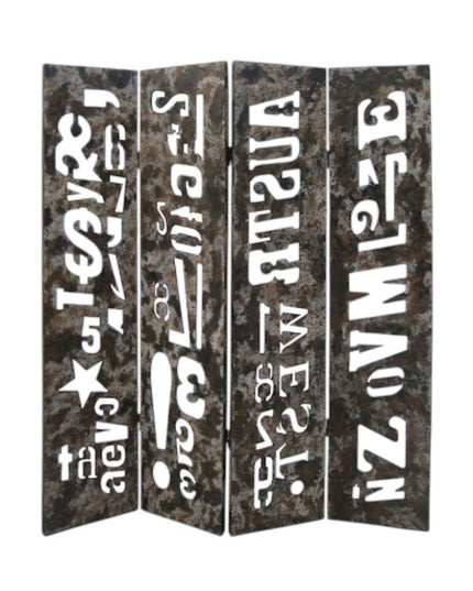 60" X 71" Brown Distressed Wooden  Screen