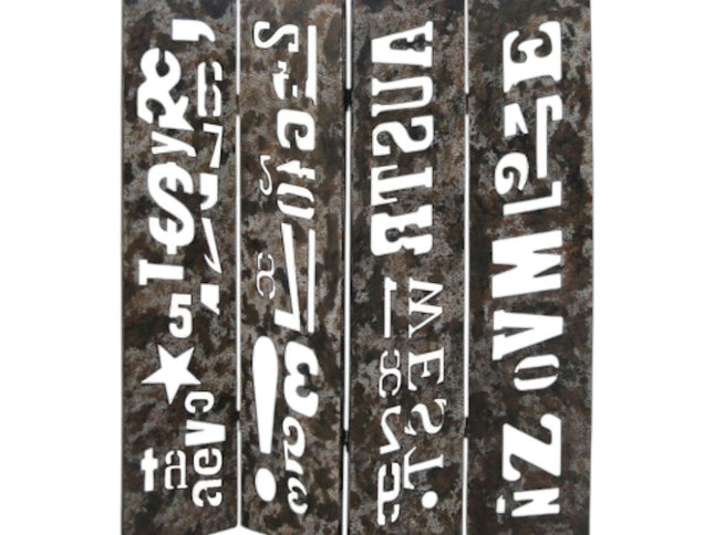 71" Brown Wood Folding Four Panel Screen Room Divider