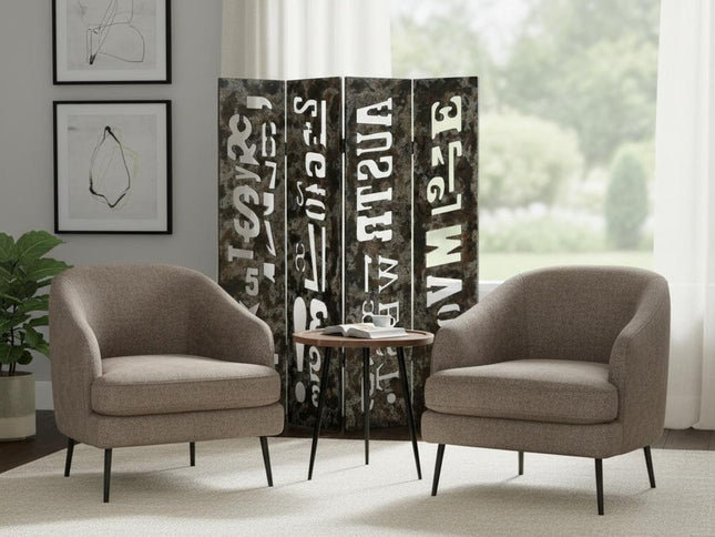 71" Brown Wood Folding Four Panel Screen Room Divider