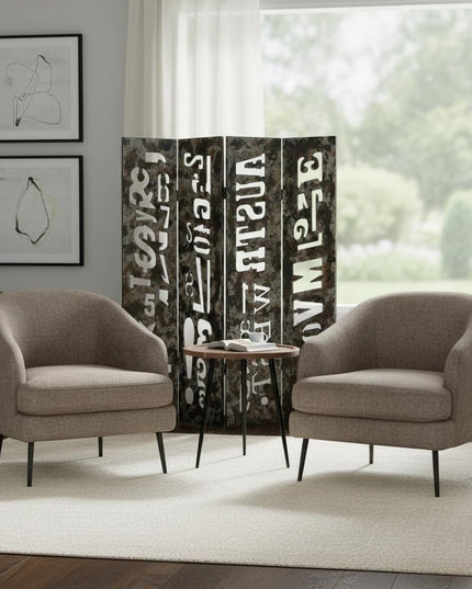 60" X 71" Brown Distressed Wooden  Screen