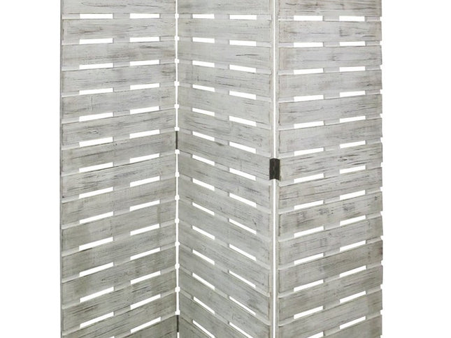 72" White Wood Folding Three Panel Screen Room Divider