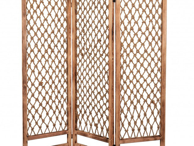 69" Natural Folding Three Panel Screen Room Divider