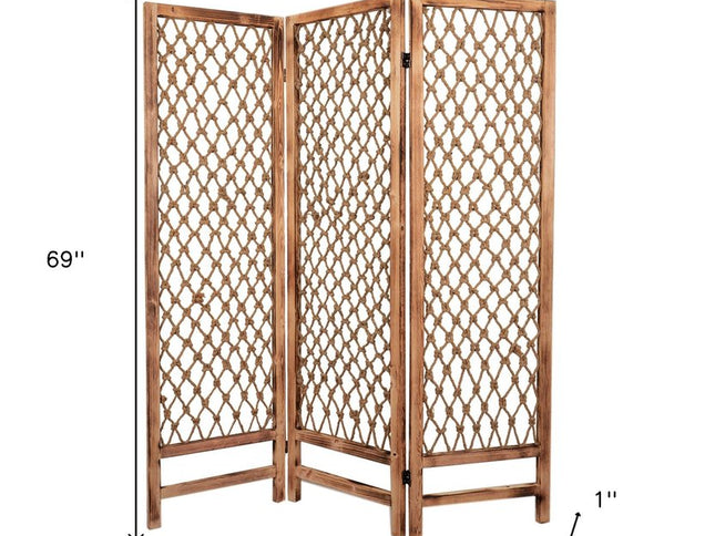 60 X 69 Natural Rope Wooden  Screen