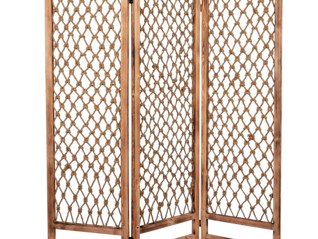 69" Natural Folding Three Panel Screen Room Divider
