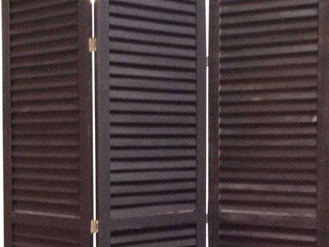67" Black Wood Folding Three Panel Screen Room Divider