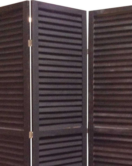 67" Black Wood Folding Three Panel Screen Room Divider