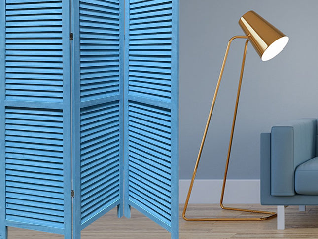 67" Black Wood Folding Three Panel Screen Room Divider