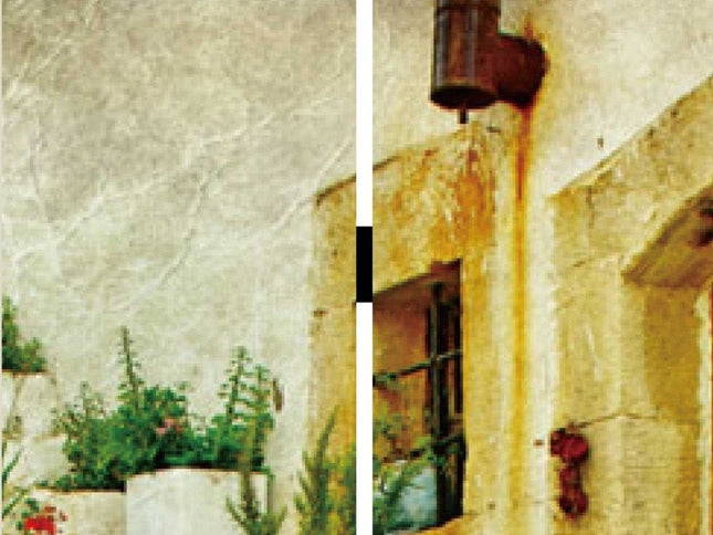 72" Beige Canvas Folding Three Panel Screen Room Divider