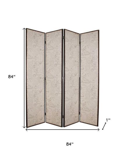 84 X 84 Tan Wood & Fabric  Screen