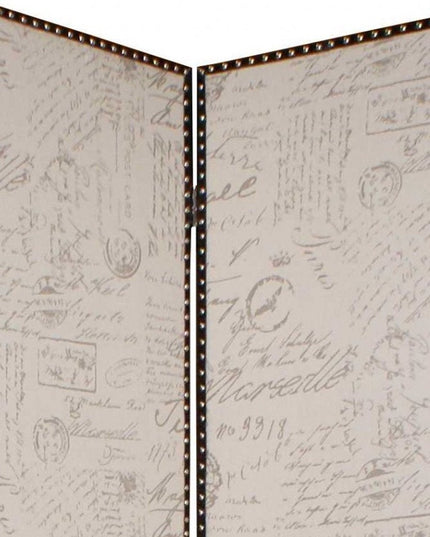 84 X 84 Tan Wood & Fabric  Screen