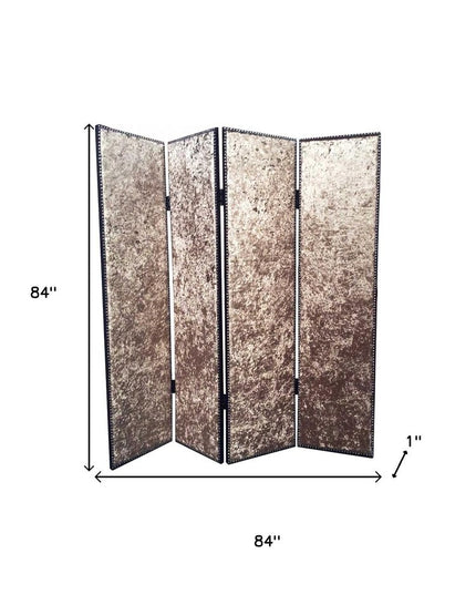 84 X 84 Tan Wood & Fabric  Screen