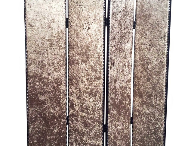 84" Tan Fabric Folding Four Panel Screen Room Divider