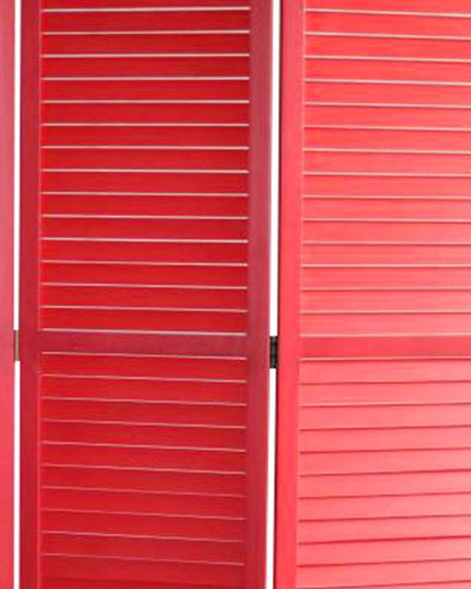 67" Red Wood Folding Three Panel Screen Room Divider