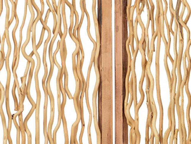 69" Brown Wood Folding Three Panel Screen Room Divider