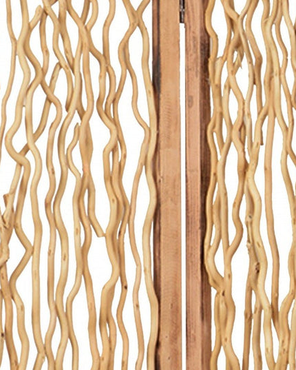 69" Brown Wood Folding Three Panel Screen Room Divider