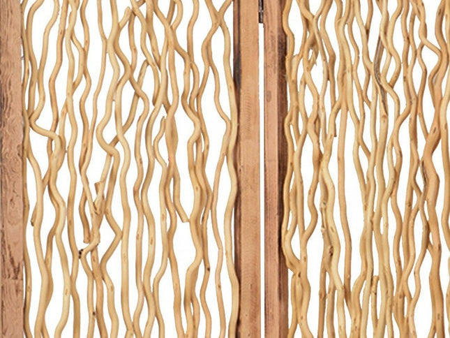 69" Brown Wood Folding Three Panel Screen Room Divider