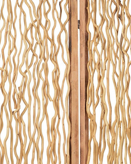 69" Brown Wood Folding Three Panel Screen Room Divider