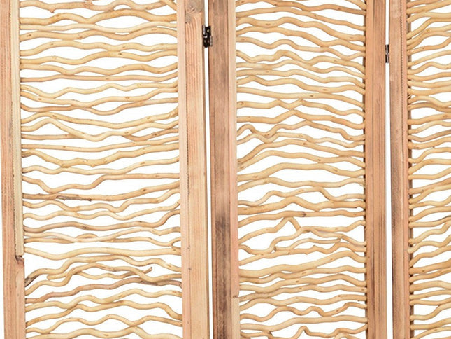 69" Brown Wood Folding Three Panel Screen Room Divider