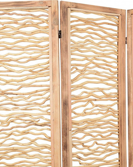 60 X 69 Brown 3 Panel Wood Foldable  Screen