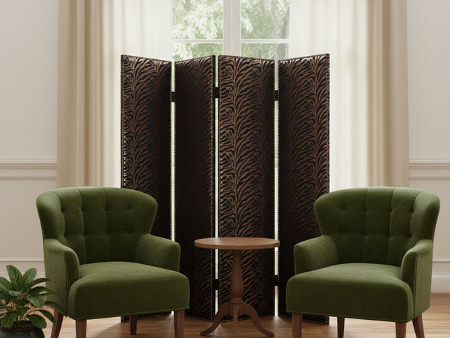 84 X 84 Bronze Wood & Fabric  Screen