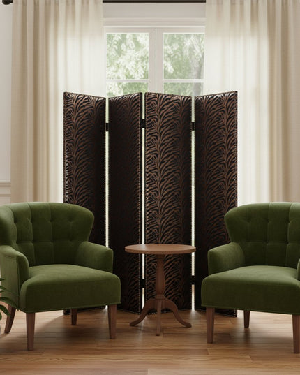 84 X 84 Bronze Wood & Fabric  Screen