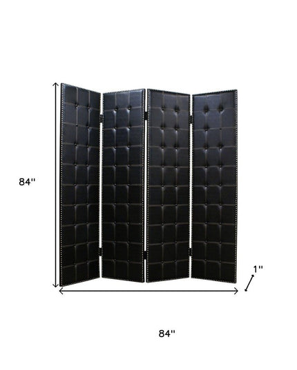 84 X 84 Black Faux Leather  Screen