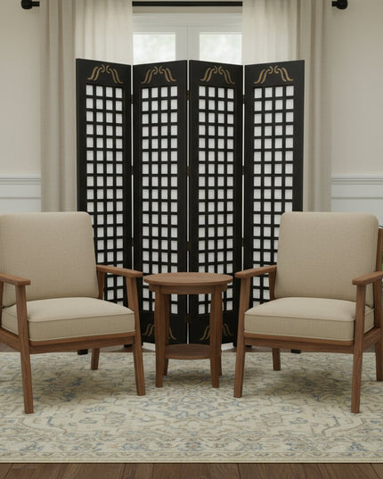 84" X 84" Brown Wood Omega  Screen