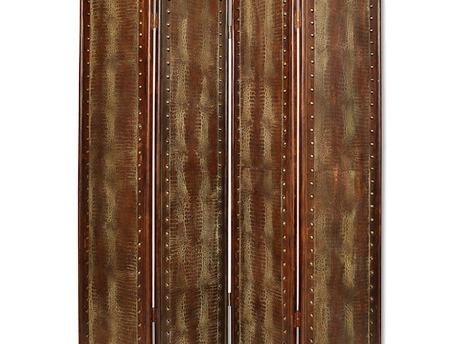 76" X 84" Brown Faux Leather Reptillian  Screen
