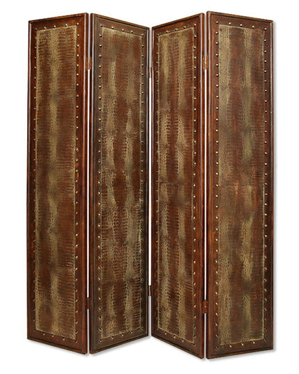 76" X 84" Brown Faux Leather Reptillian  Screen