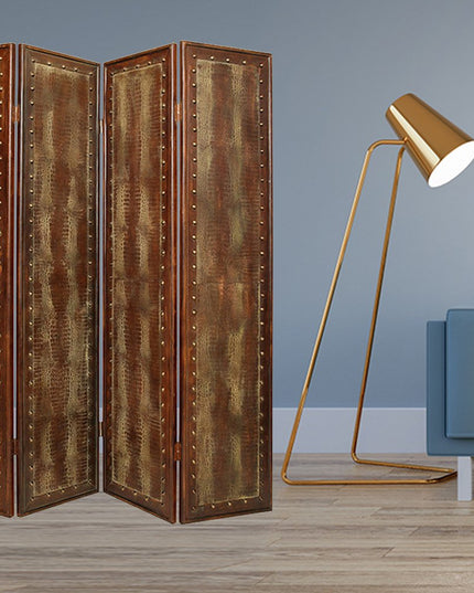 76" X 84" Brown Faux Leather Reptillian  Screen