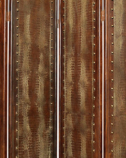 76" X 84" Brown Faux Leather Reptillian  Screen