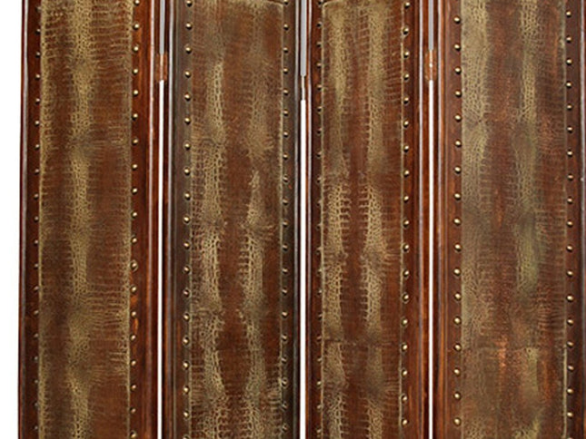 76" X 84" Brown Faux Leather Reptillian  Screen