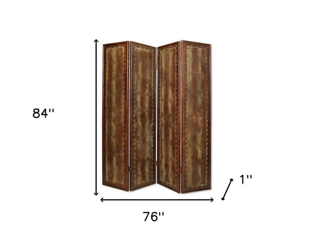 76" X 84" Brown Faux Leather Reptillian  Screen