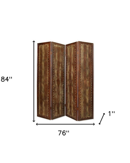 76" X 84" Brown Faux Leather Reptillian  Screen