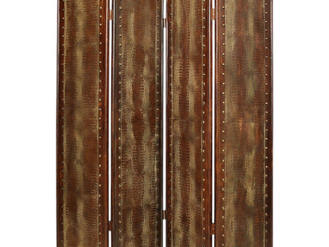 76" X 84" Brown Faux Leather Reptillian  Screen