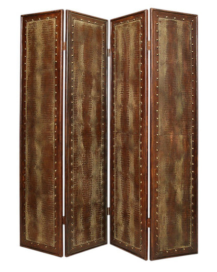 76" X 84" Brown Faux Leather Reptillian  Screen