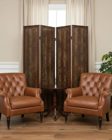 76" X 84" Brown Faux Leather Reptillian  Screen