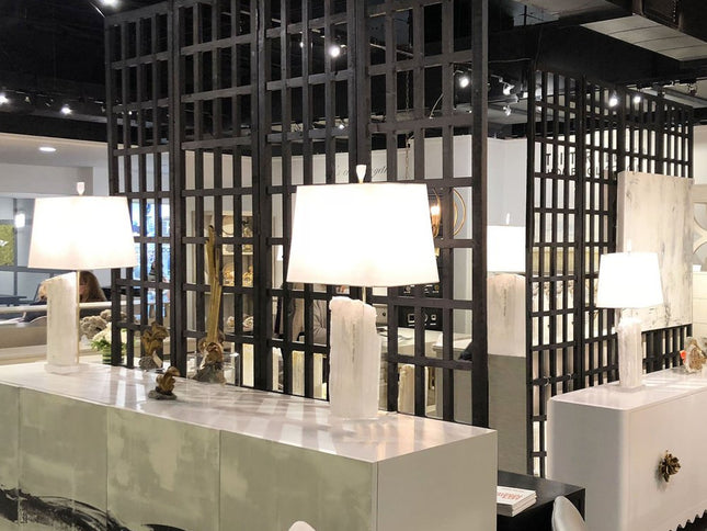 96" Black And White Folding Four Panel Screen Room Divider