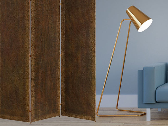 72" Bronze Folding Three Panel Screen Room Divider