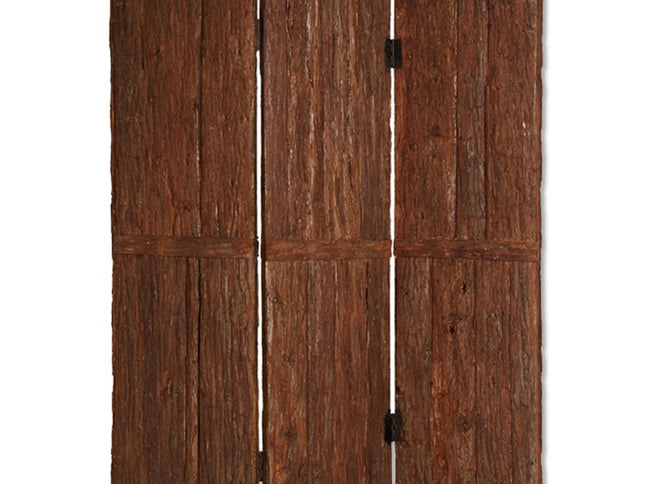 72" Brown Wood Folding Three Panel Screen Room Divider