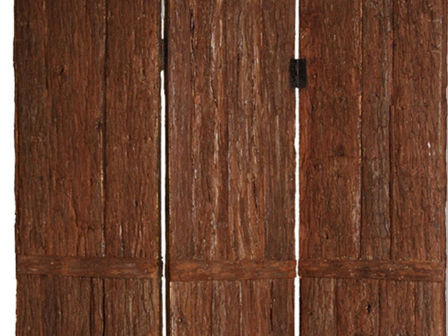72" Brown Wood Folding Three Panel Screen Room Divider