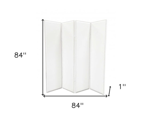 84 X 84 White Faux Leather  Screen