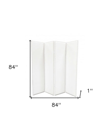 84 X 84 White Faux Leather  Screen