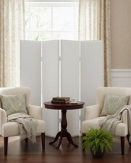 84 X 84 White Faux Leather  Screen