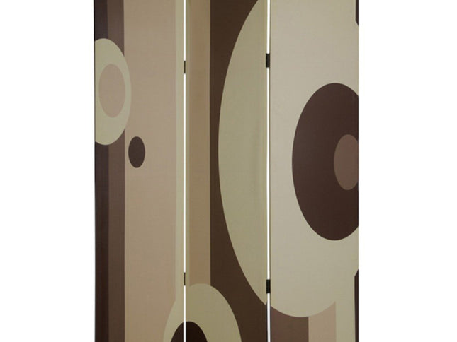 72" Brown Canvas Folding Three Panel Screen Room Divider