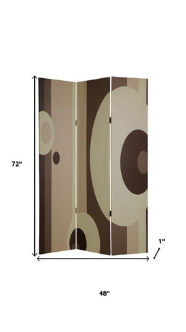 48" X 72" Multi Color Wood Canvas 3 Panel Screen