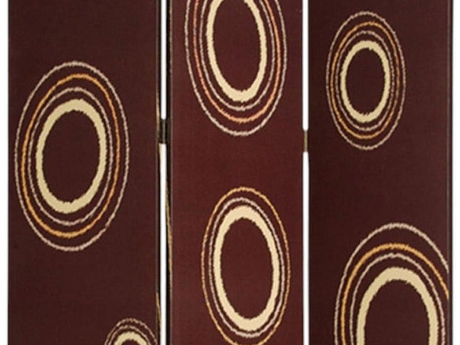 72" Brown Canvas Folding Three Panel Screen Room Divider